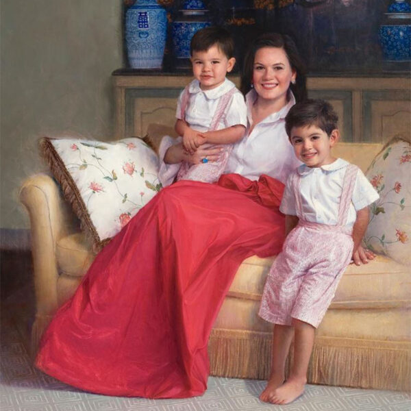 Retrato de familia pintado a mão