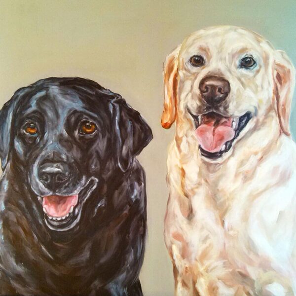 Labradores pintura realista em tela