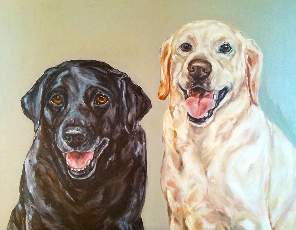 Labradores pintura realista em tela