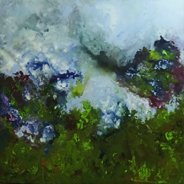 Retrato abstrato em tela, pintura colorida à mão