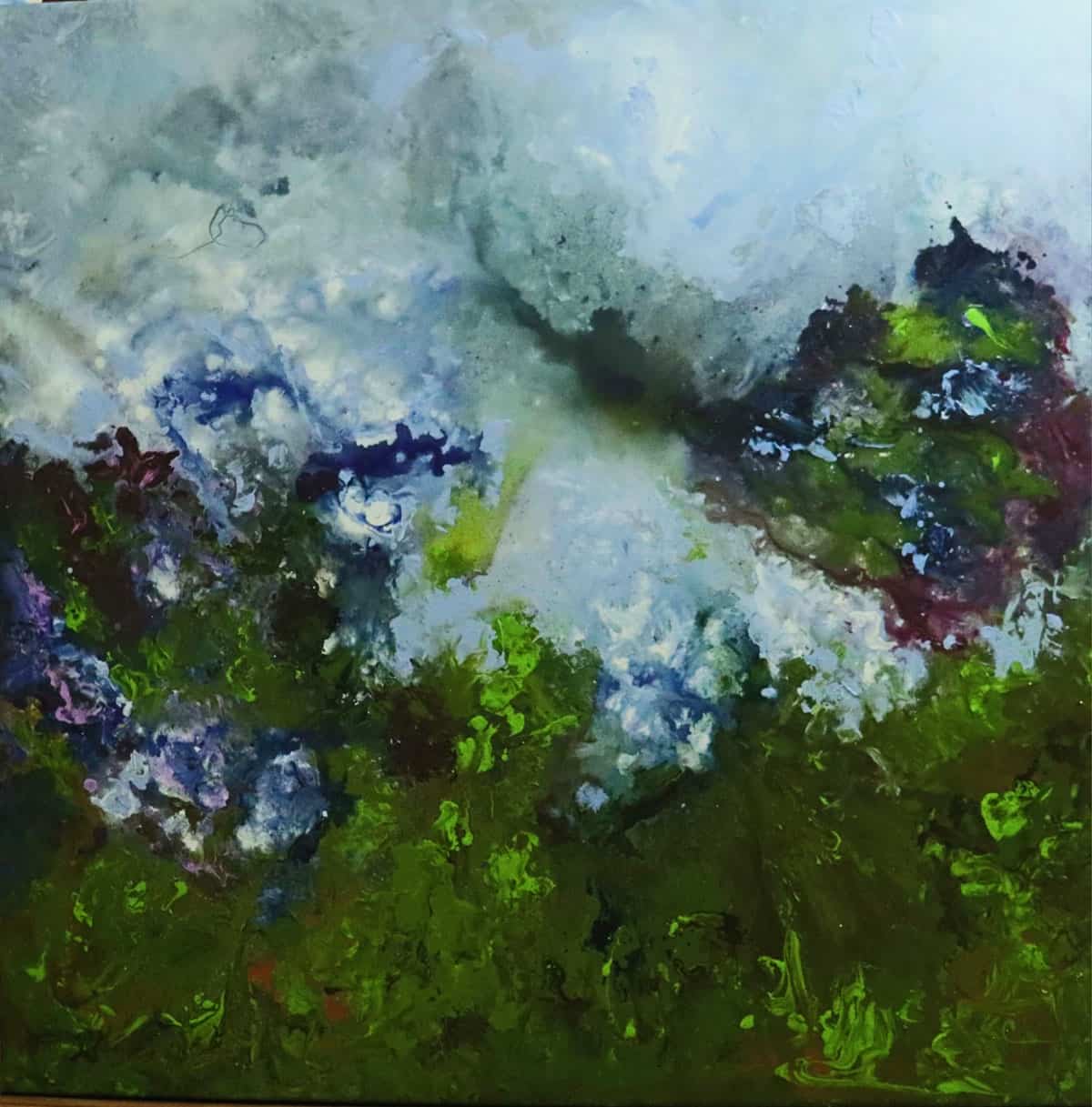 Retrato abstrato em tela, pintura colorida à mão