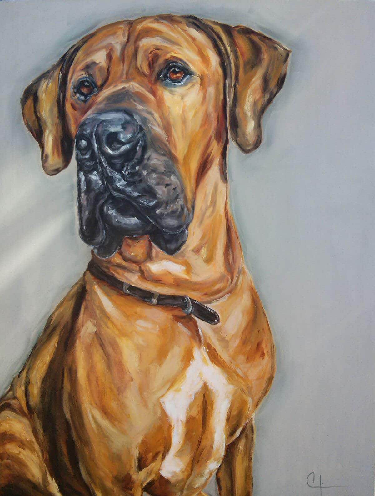 Dogue alemão em quadro realista sob encomenda