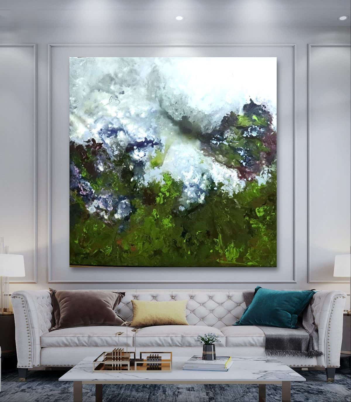 Pintura abstrata grande em tela, arte sob encomenda para quem sonha grande