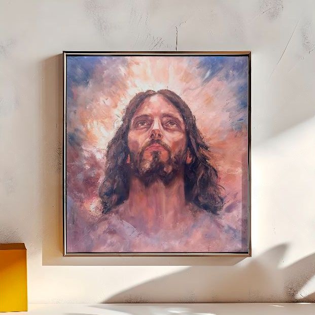 Quadro Jesus grande para sala de estar 150x150cm
