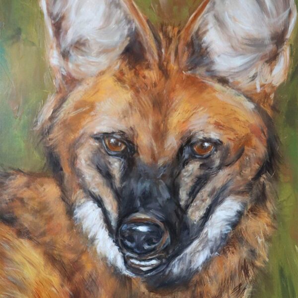 Arte de lobo selvagem pintada à mão, pintura personalizada.