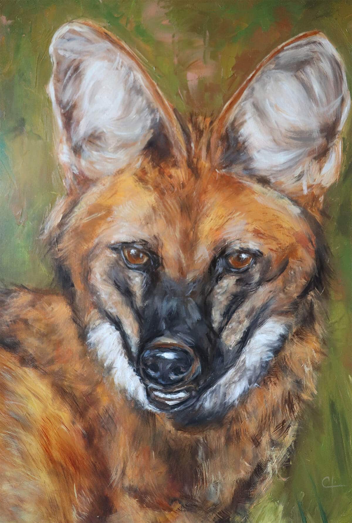 Arte de lobo selvagem pintada à mão, pintura personalizada.