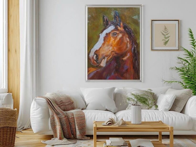 Pintura de animais, quadro de cavalos grandes
