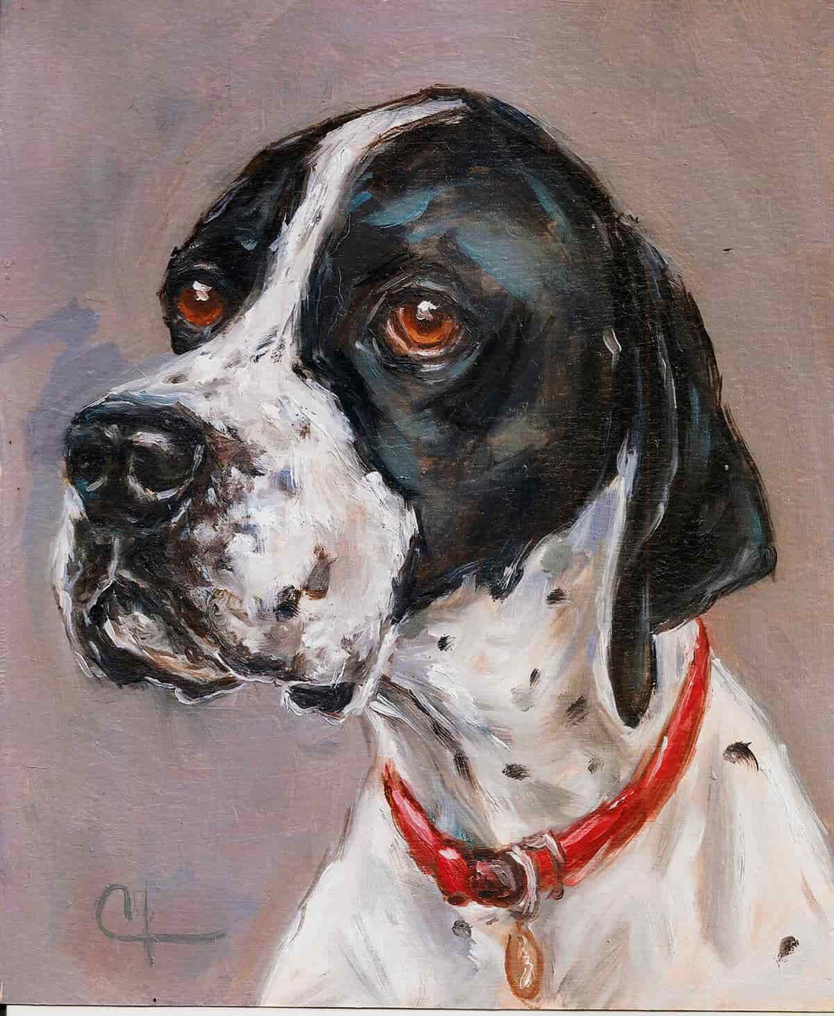 Pintura de cachorro pointer realista