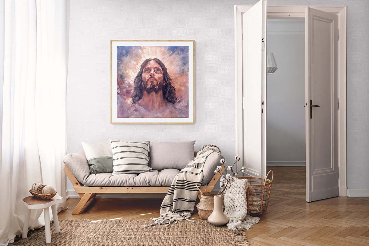 Pintura-Jesus-Cristo-feita-mão-sala-100x100cm