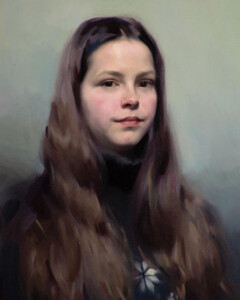 Retrato em pintura de moça, pintura classica.