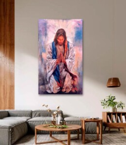 Jesus Cristo redentor de joelhos em quadro grande