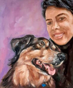 Pintura de família reunida em tela, arte de portrait.