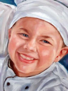 Pintura de retrato realista personalizada de criança