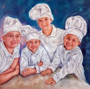 Quadro personalizado retrato de família pintado em óleo sobre tela clássico