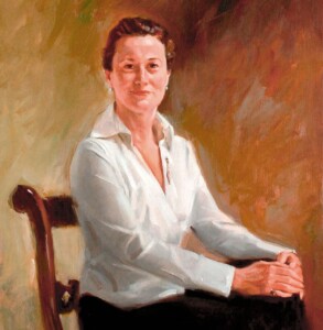 Arte realista de mulher pintada em tela